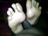 Amateur Ebony Wife Gives Footjob Till Hubby Cums On Her Feet