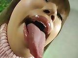 Yui Uehara long tongue