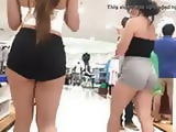 Candid sexy asian ass in booty shorts