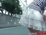 Japanese babe panties filmed flashing on hidden camera