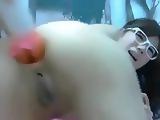 Chinese Girl Dildoing Asshole